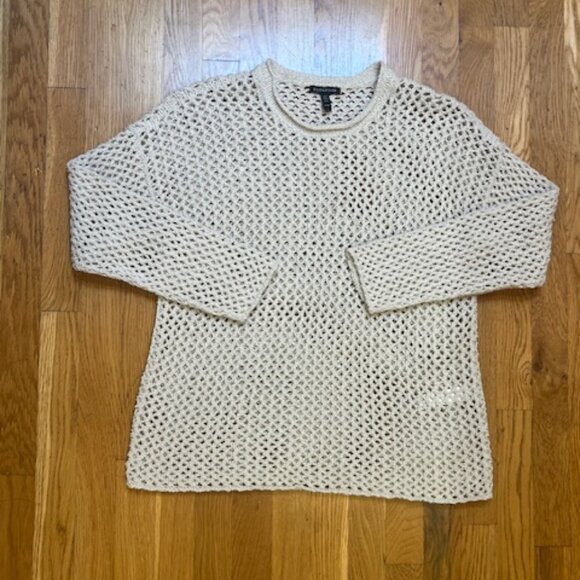 Eileen Fisher Open Stitch Crewneck Organic Cotton Sweater X-Small Bone - Picture 13 of 14